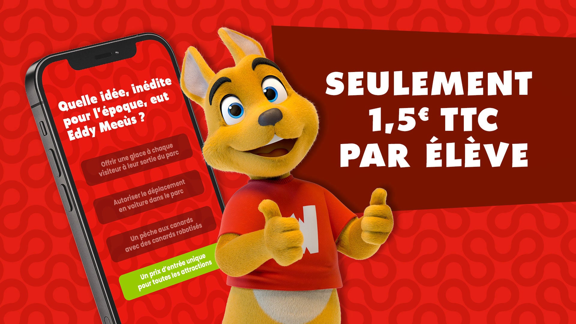 Téléphone qui montre le quizz digital et le tarif par élève