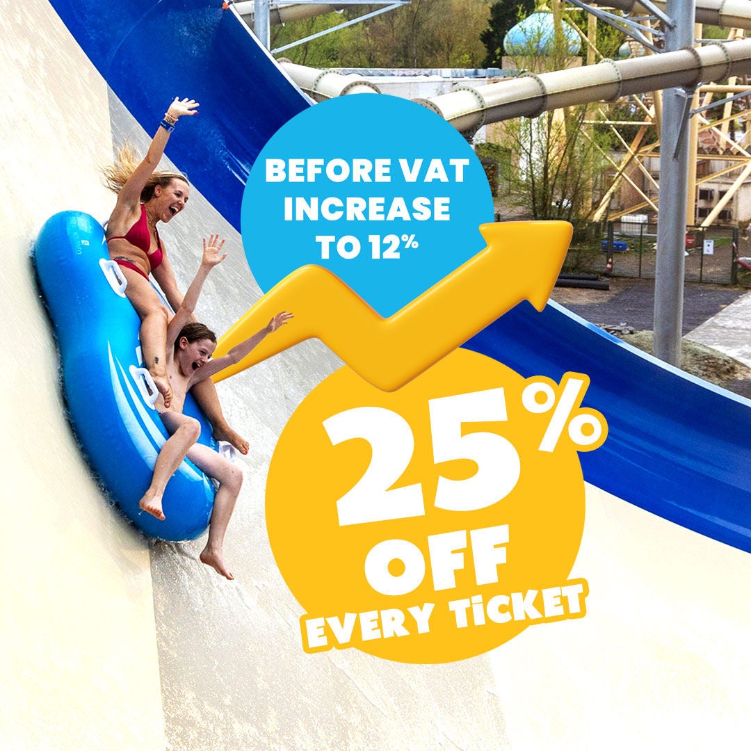 Visual showing a 25% discount on Aqualibi tickets