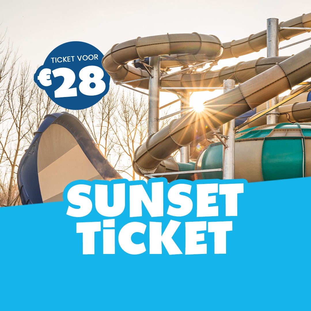 Sunset Ticket voor € 28 met een waterglijbaan bij zonsondergang