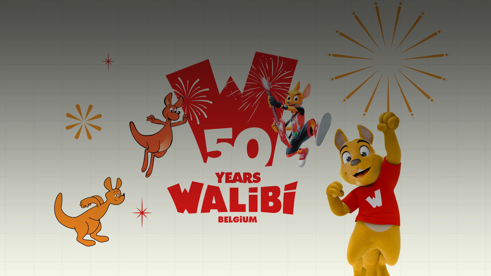 De iconische Walibi-mascottes samen voor de 50ste verjaardag van het park