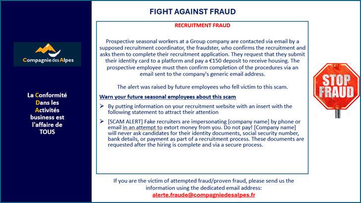 alerte message in the recruting process