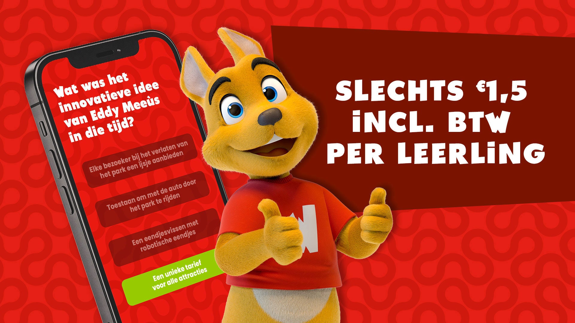 Telefoon met de digitale quiz en tarief per leerling